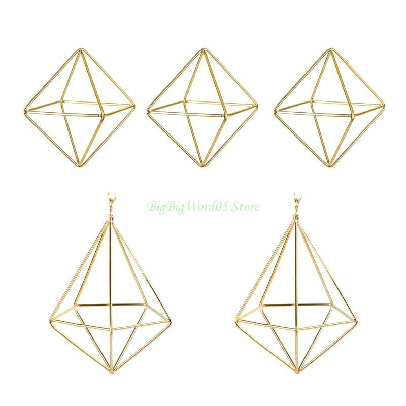 24TE 5pcs Modern Metal Geometric Air Plant Holder Minimalist Terrarium Planter Hanger Display Stand Rack Tabletop Home Decor