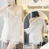 Honey Words Plus Size Four-Piece Lingerie Set: Pajama, Suspender, Robe, and Sleep Dress