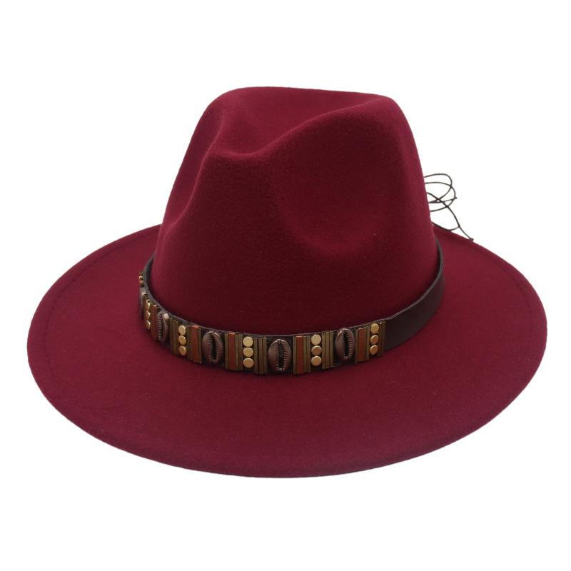 Ethnic Jazz Hat Metal Shell Belt Accessories Top Hat Dress Concave Gentleman Hat