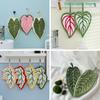 Hanging Soft Coral Fleece Tea Towels Leaf-Shaped Hand Towel Super Absorbent Bath & Kitchen Towel Decorative Towels Home Decor