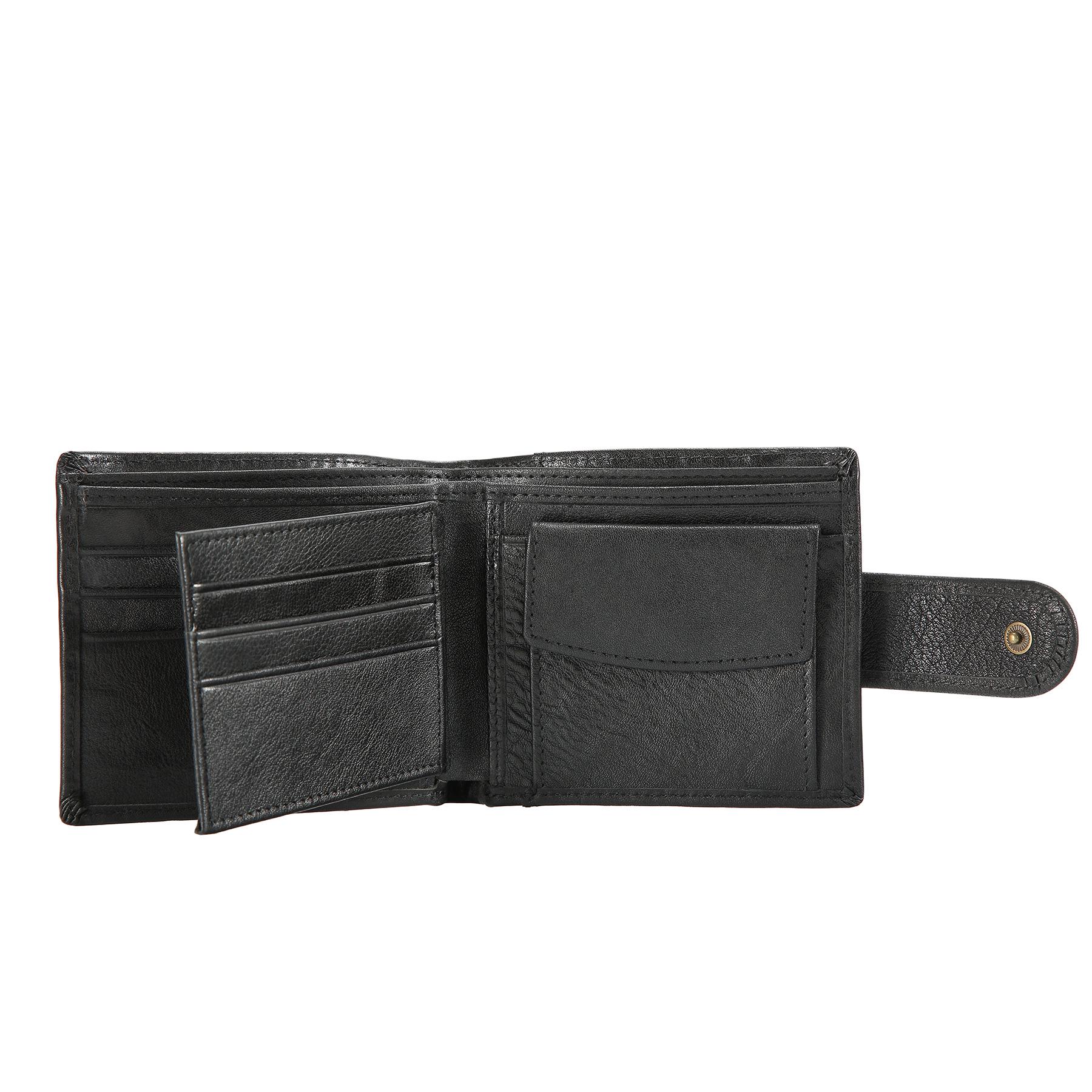 European Retro Cowhide Long Men s Wallet with Magnetic Buckle