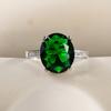 POMOiii Luxury Emerald Ring 925 Silver Plated Rings For Women Vintage Anniversary Party Ring Graceful Lady's Jewelry Romantic