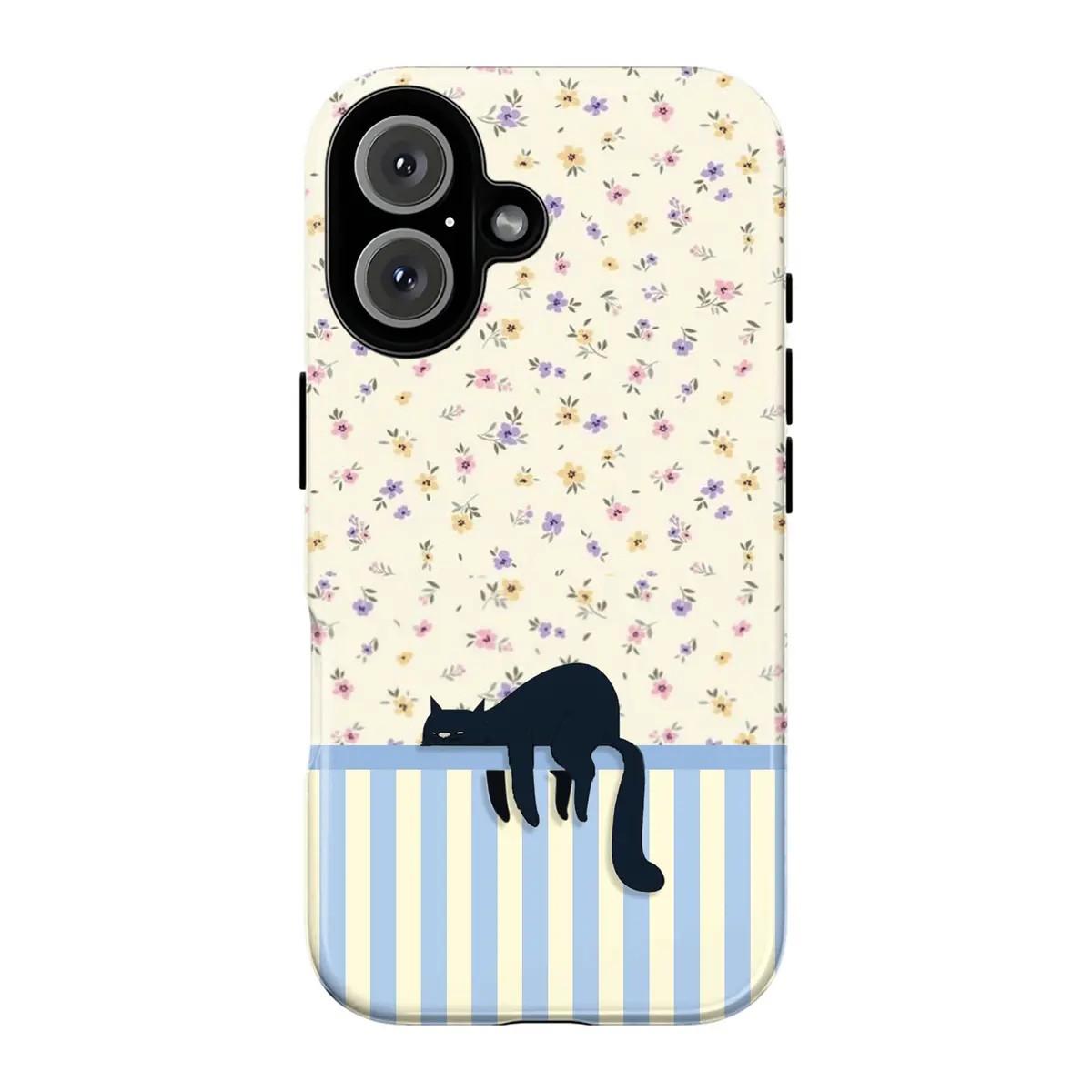 

Luxury Clmj Black Cat Cozy Quilt Collection Phone Case for iPhone 17 17e 16e 16 15 14 13 12 XSMAX Air Pro Max Plus Double-layer iPhone 16e