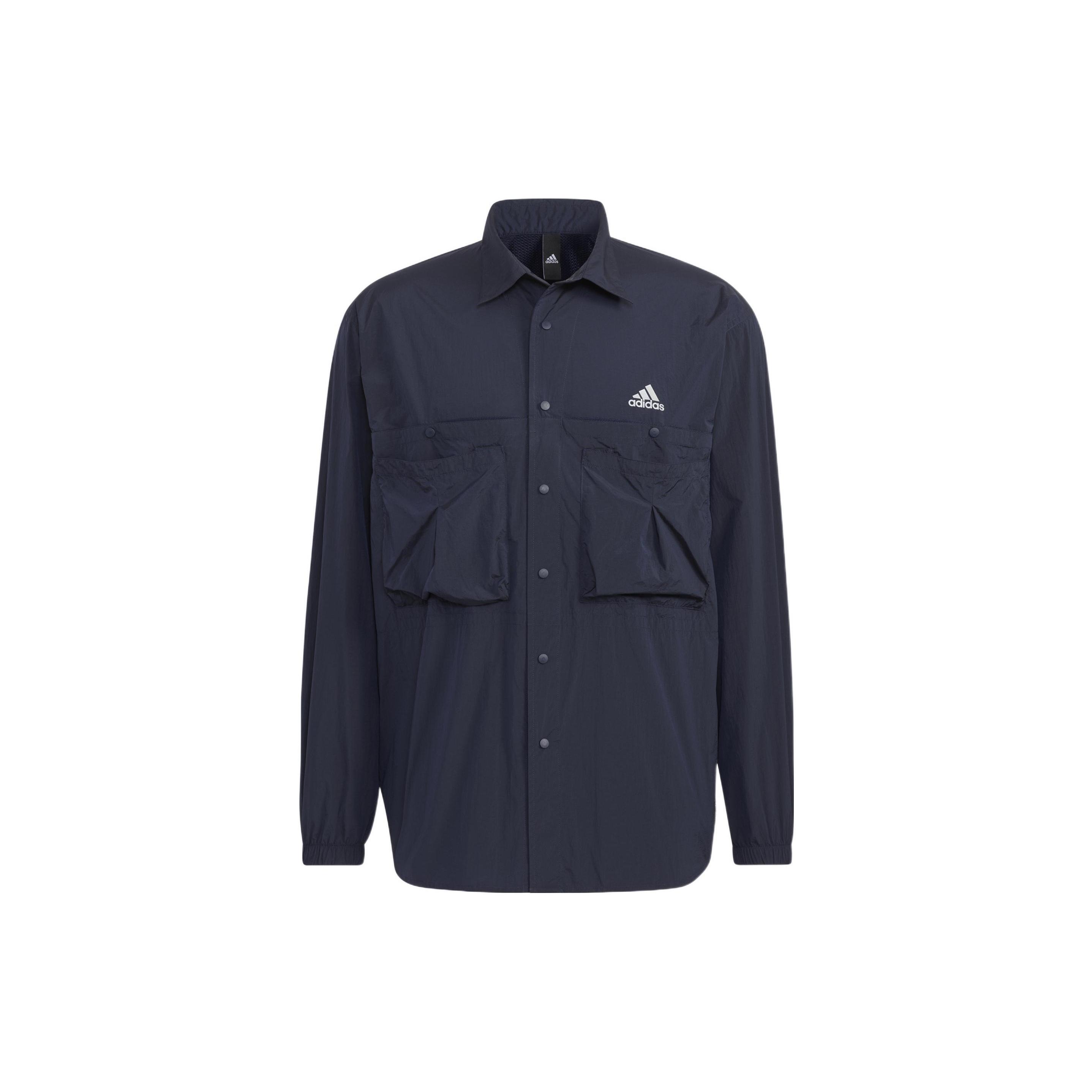 Men s adidas Prsve J Solid Color Sports Cargo Long Sleeves Ink Blue Shirt HD0039 XXL