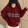 Women's Striped Color Block Knit Sweater: Hooded, Loose Fit, Versatile Autumn/Winter Top