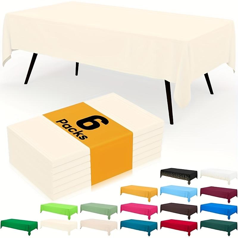 6 Pack Disposable Plastic Tablecloths for Parties, Weddings, Birthdays, Christmas, Anniversaries| Durable Machine-Made Buffet Table Coverings