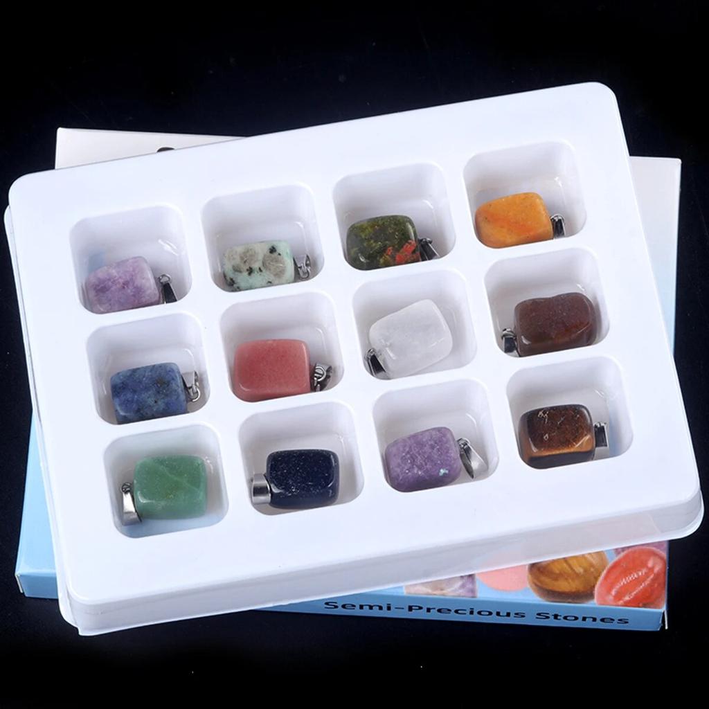 12Pcs/Box Small Pendant Natural Stone Amethyst/Agates Pendant For Jewelry Making DIY Necklace Bracelet Earrings Accessory