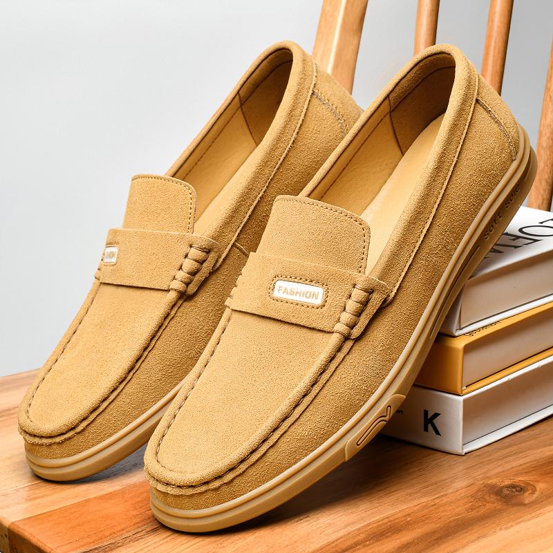 Breathable Soft Slip-On Shoes for Walking New Comfortable Casual Shoes Durable Rubber Sole Flats  Classic Men's Leather Loafers