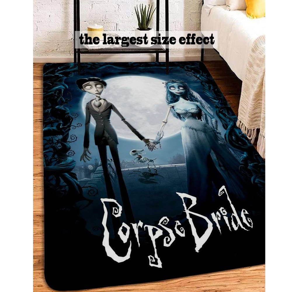 Tappetino per Porta Cartone Animato Sposa Cadavere Lavabile Antiscivolo Tappetino per Area Soggiorno Divano Sedie Tappeto da Ingresso Tappeto per Area Cucina