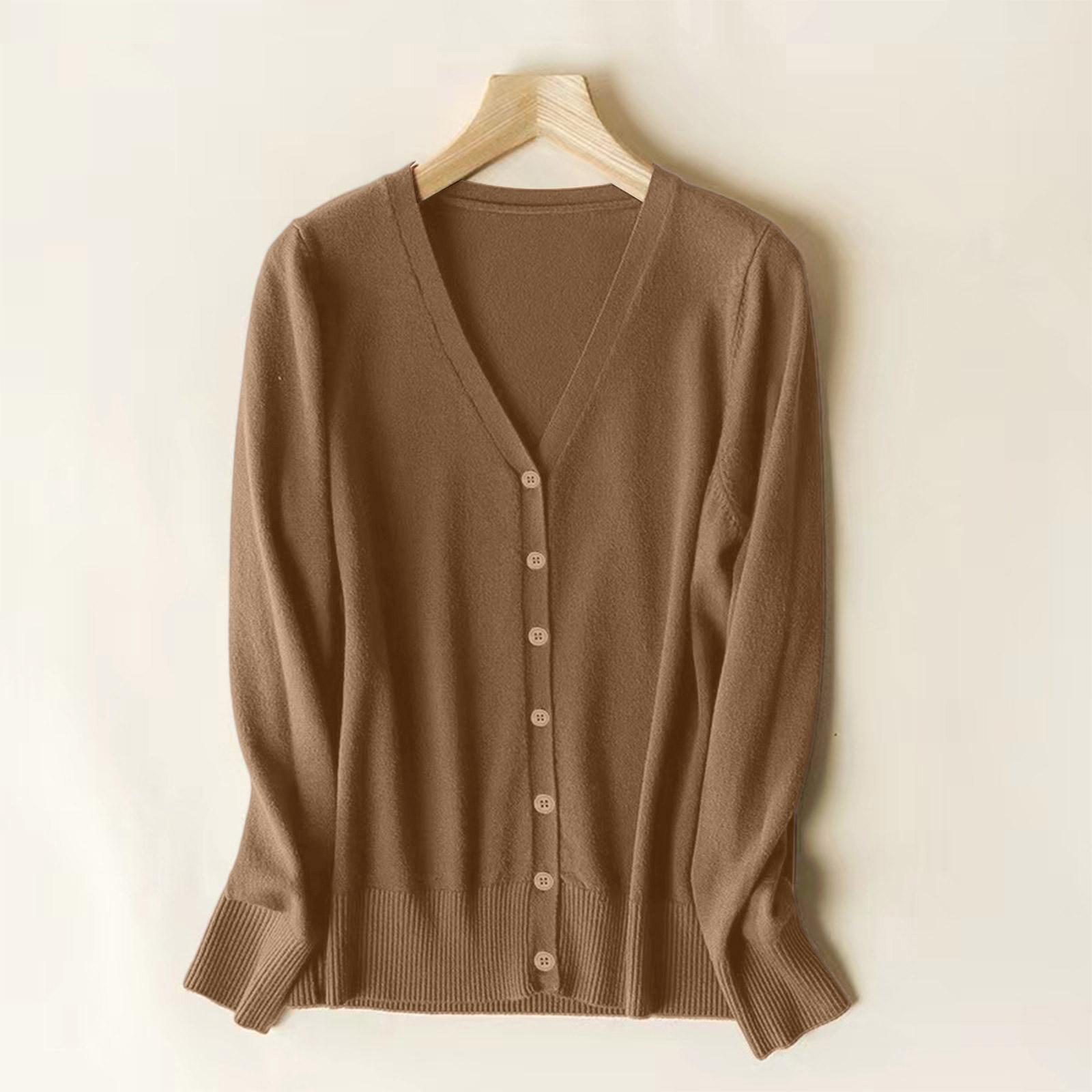 

Женский кардиган на пуговицах однотонный с длинным рукавом вязаный свитер XXL