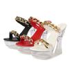 Fashion 14CM Patent Leather Metal Buckle High Heels Thick Heel Super Heel Waterproof Platform Hate The Sky High Slippers Women Slippers