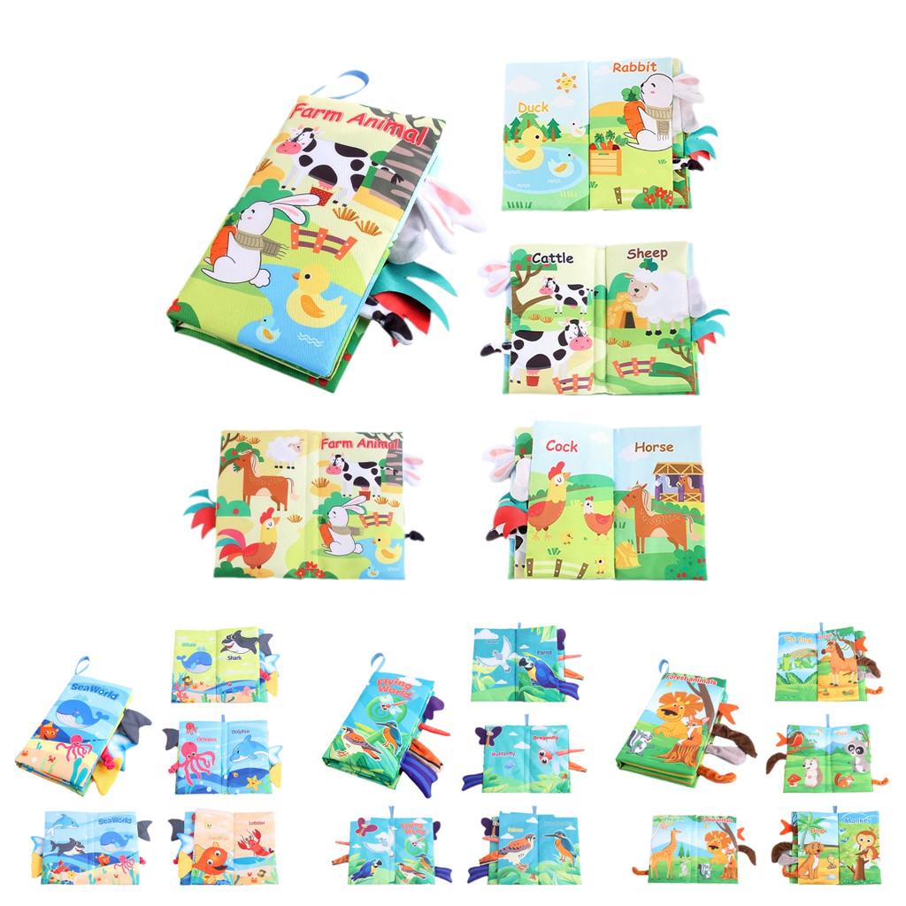 Baby Ocean Forest Flying Animal Tail Cloth Book Early Education Toy With Rustling Paper