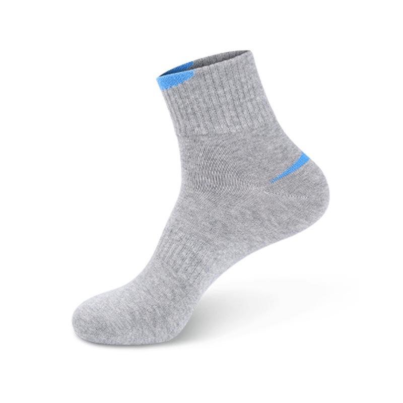Sweat-Absorbent Mid-Calf Cotton Socks - Men's Casual Sports, Badminton & Running - Spring/Autumn Style, Odor-Resistant for Teens & Students