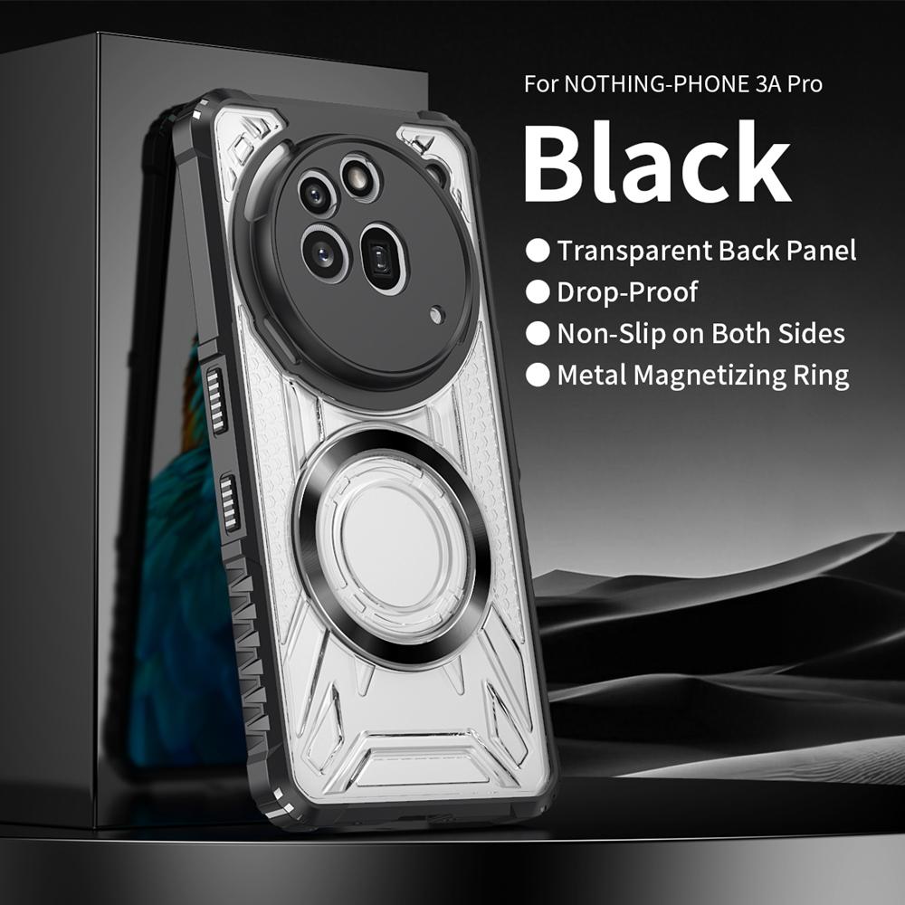 KEYSION Transparent Magnetic Case for Nothing Phone 3A Pro Silicone+PC Heavy Duty Shockproof Phone Cover for Nothing Phone 3A