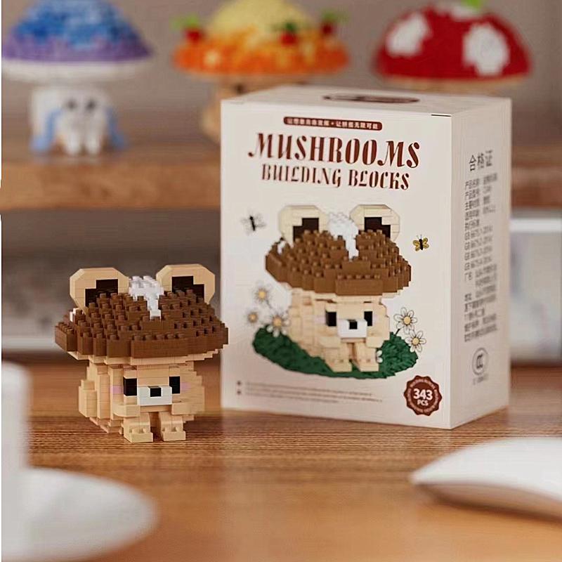 Creative Simulation Cute Mushroom Assembly Toy Building Blocks DIY Educational Teaching Toys Casual Stress Relief Games