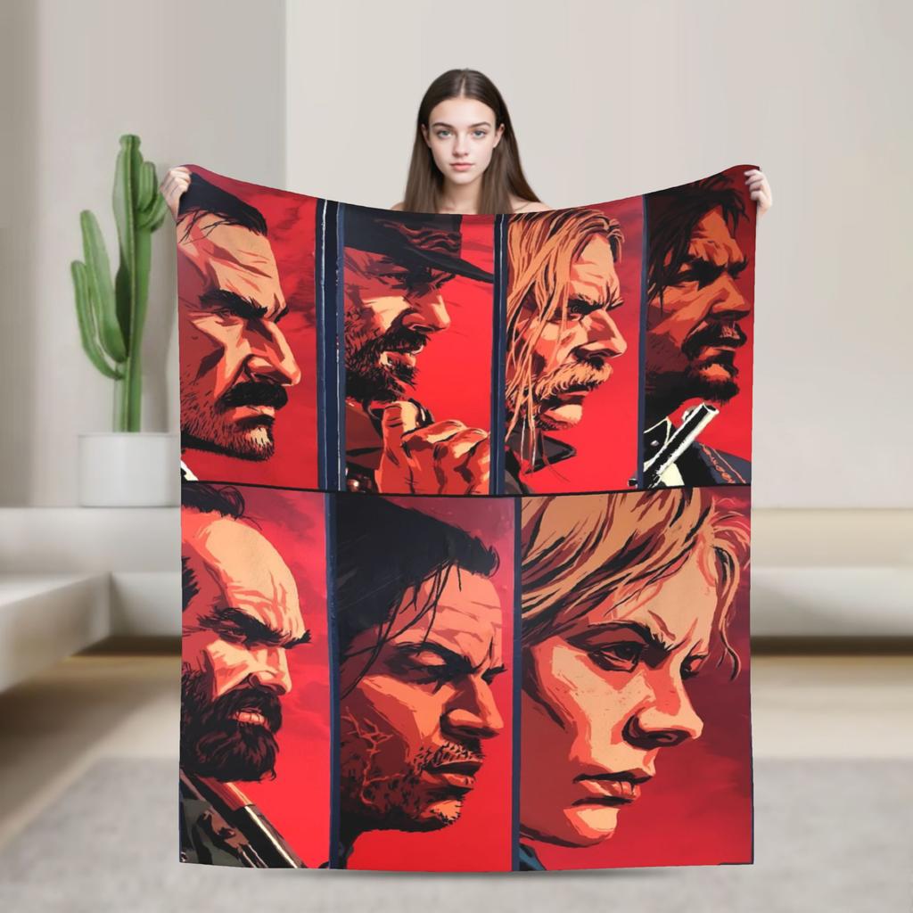 Red Dead Redemption 2  Warm Soft Blanket  Students Plush Bedding Throws Pattern Couch Chair Flannel Bedspread Sofa Bed Cover