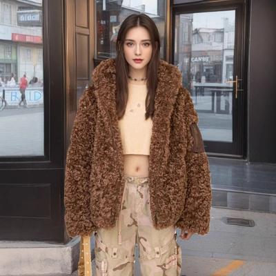 Lamb Wool Coat Women's New Winter Hooded Long Thickened Loose Fur Fur Coat