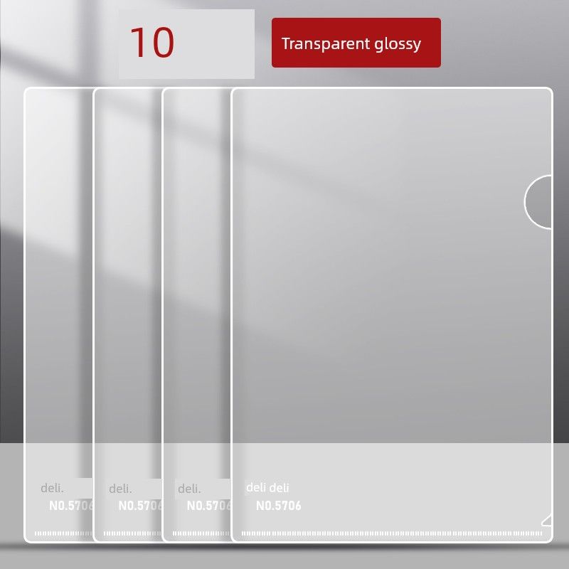 Deli Thickened Protective Case Resume Information Bag Single Page File [Pack of 10]-Transparent Glossy Style
