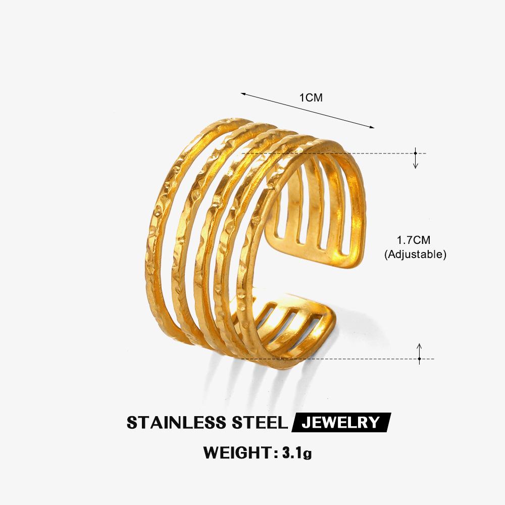 

Bohemian Line Open Ring Woman Personalized Hip Hop Zircon Gold Plated 5-Layer Adjustable Rings Valentine Day Gift resizable