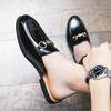 Herren Sommer Freizeit Slipper Leder Loafers: Britischer Stil, spitze Zehenpartie, Halbschuhe, minimalistische Mules.