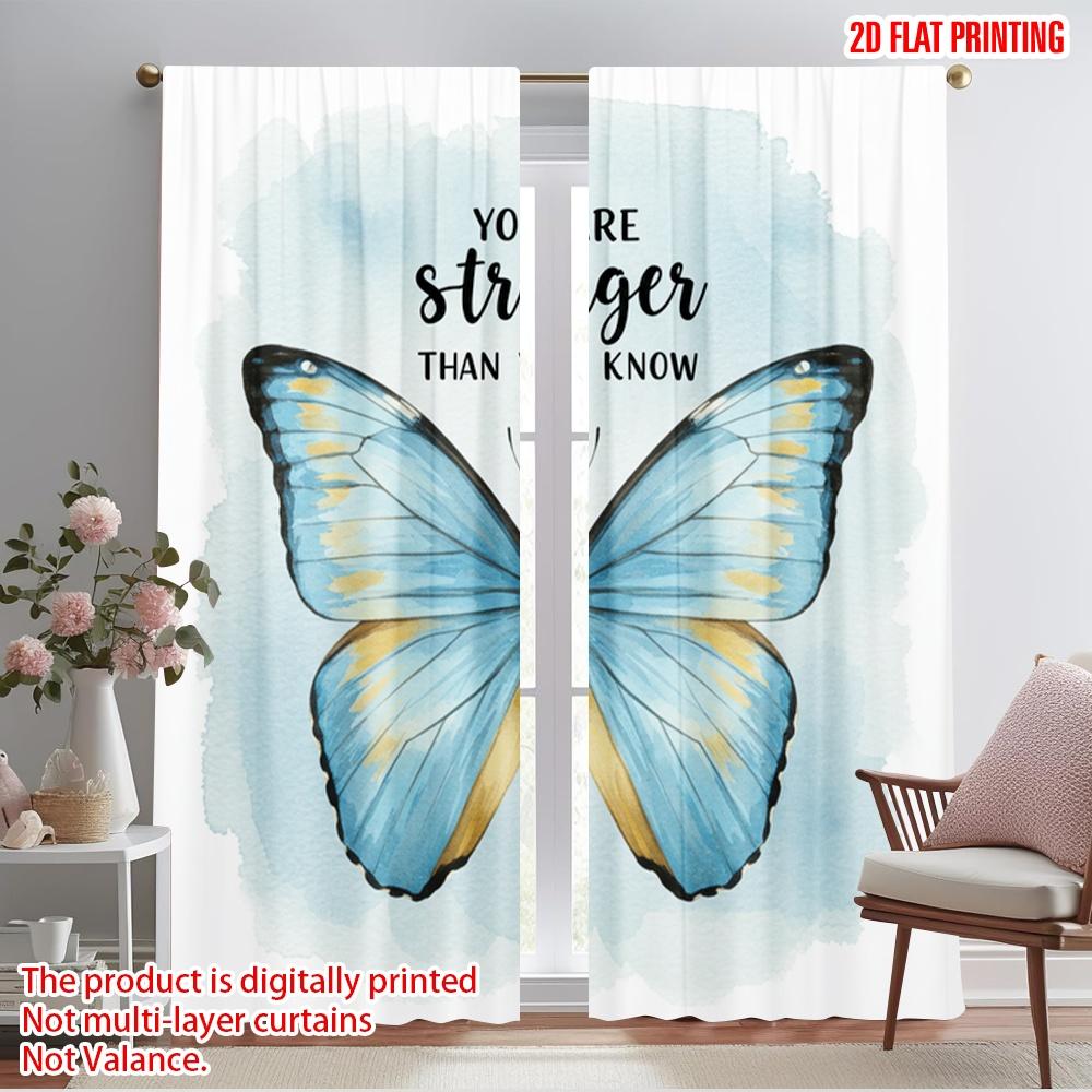 2pcs 2D flat printing Scene Curtains Butterfly Strength Polyester Without Electricity 0 Use for Classroom Office