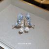 Personality and creativity Butterfly pearl pendant earrings ins Sweet and versatile temperament earrings Personality trend earrings