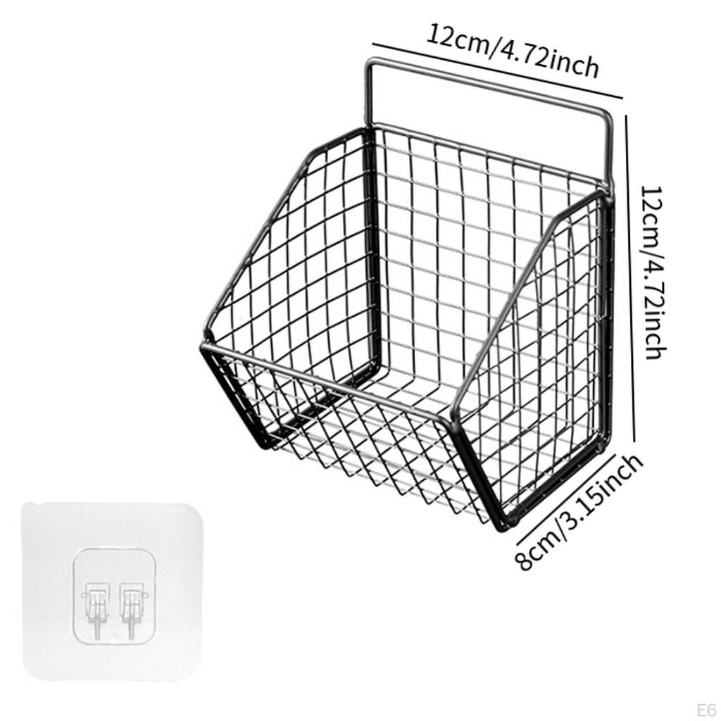 Fruit Basket Metal Wire Wall Mount Multifunctional Iron Grid Storage Baskets Hanging