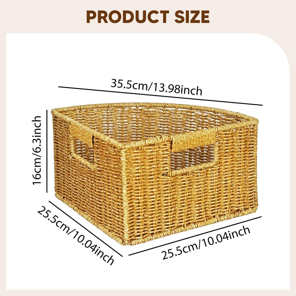 Triangle Woven Storage Basket Sturdy Organizer Box Space Saving Bin with Handles for Bathroom Closet Home