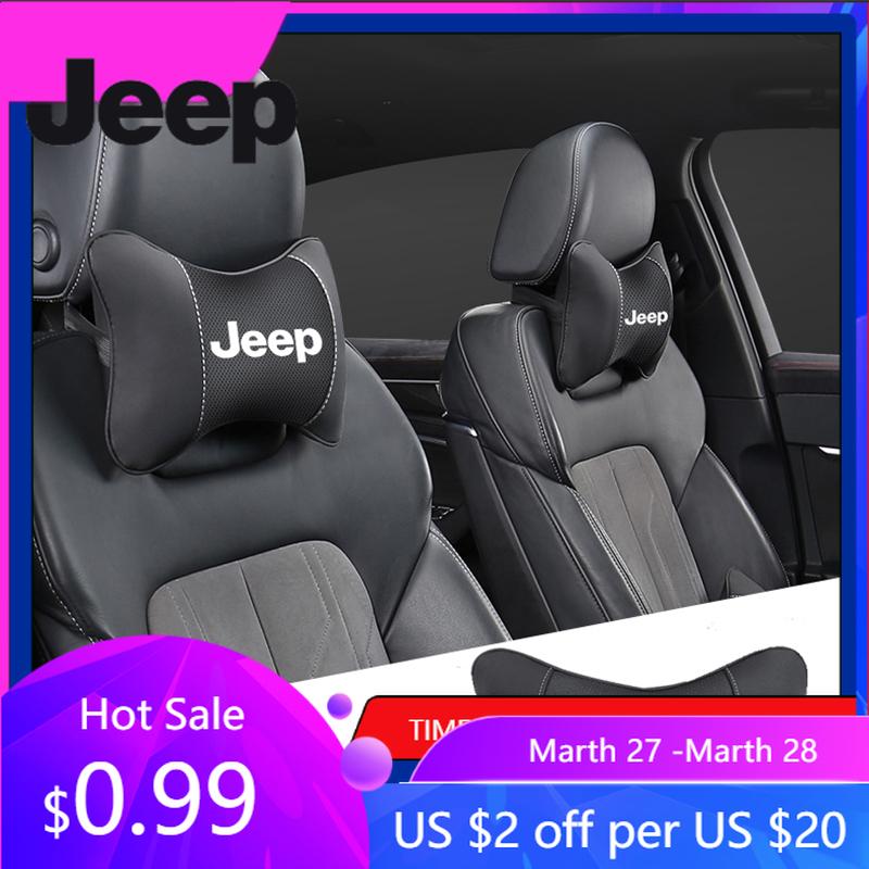 Per Jeep Cuscino per Collo per Sedile Auto Poggiatesta in Pelle Supporto Lombare per Jeep Grand Cherokee Wrangler JK Gladiator Compass Ren