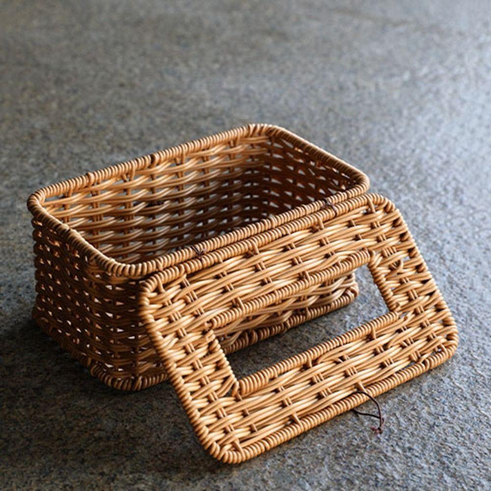 Rectangular Imitation Rattan Tissue Box Plastic Carton Container Durable Napkin Holder Home