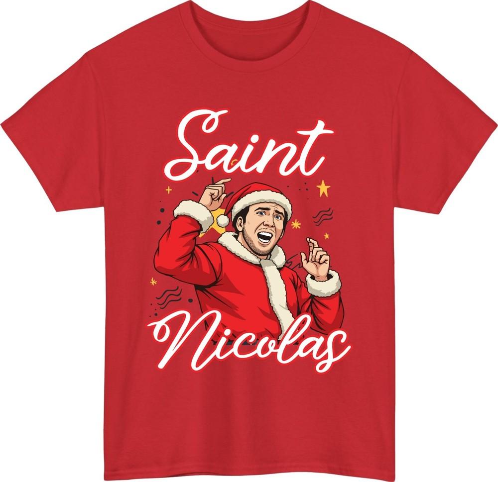 Saint Nicolas Cage Christmas TShirt Funny Jolly Old Saint Nic Vintage Tee Top S