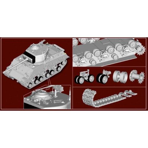 Hobby Boss iLoveKit 1/16 WWII U.S. Army M4A3E8 Sherman Easy Eight T66 Type Track Plastic Model Kit ILK61615, Pre-painted