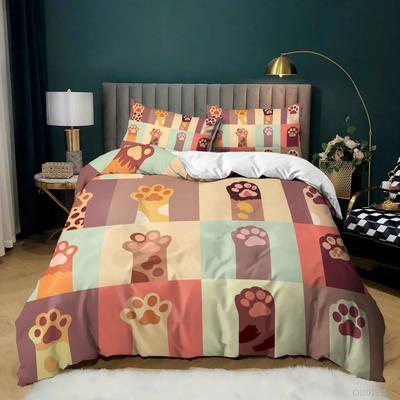 Set Copripiumino Animali Cartoni Animati Gattini Divertenti Sorridenti Doodle Umoristico Set Biancheria da Letto Singolo Ragazzo Ragazze Matrimoniale King Copripiumino in Poliestere
