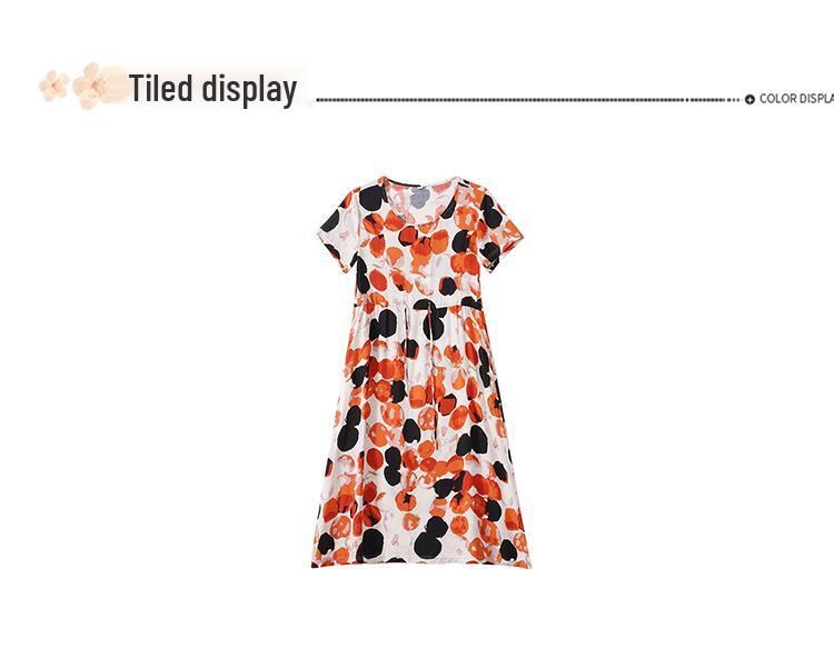 Elegant Floral Summer Dress for Women - Mid-Length, Loose Fit, Plus Size, Tummy Concealing, Cotton Silk Blend