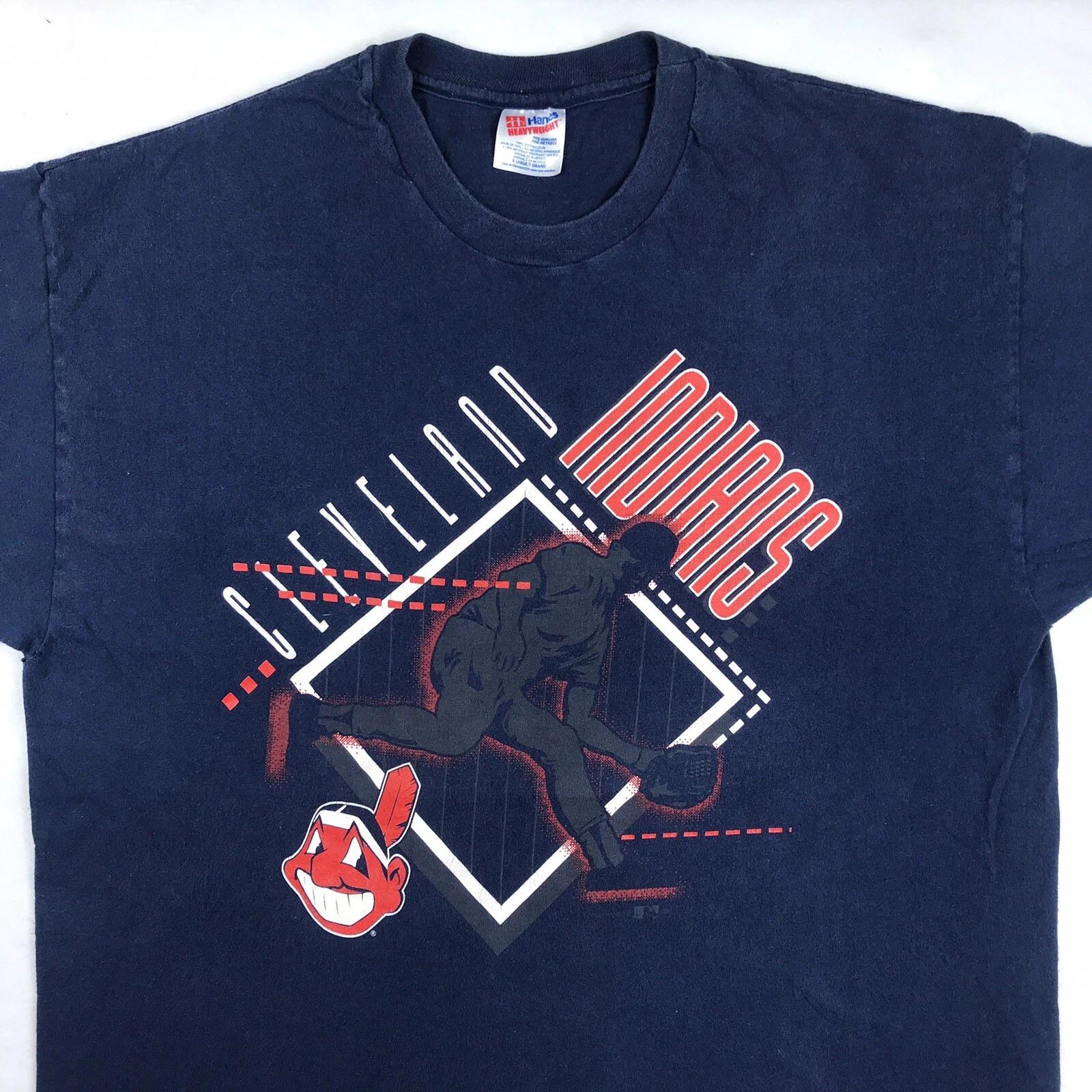 vintage 90s CLEVELAND INDIANS T-Shirt XL mlb baseball chief Wahoo Ohio Hanes S