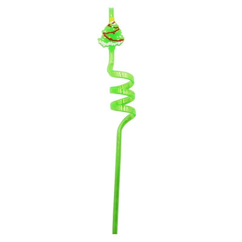 2026 New Christmas Curved Straw Christmas Party Repeatable Straw Cartoon Santa Claus Snowman Style Personalized Party Decor