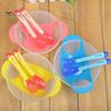 Suction Cup Bowl 3Pcs Feeding with Sensing Spoon Fork Anti Baby Training Tableware Slip Silicone Children Set for Home Use