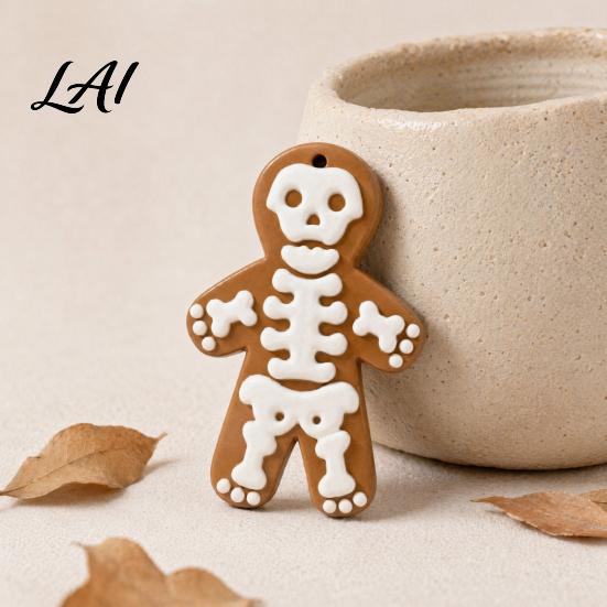 Gingerbread Skeleton Ornament Man Hanging Ornaments Halloween Resin Decorations Creative Decor Pendant for Christmas Tree Wall Door Party