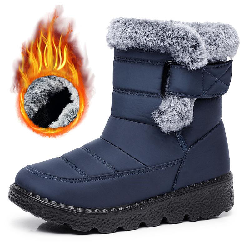 Winter snow boots thick-soled high-top large-size cotton shoes velvet warm Velcro outdoor waterproof cotton shoes