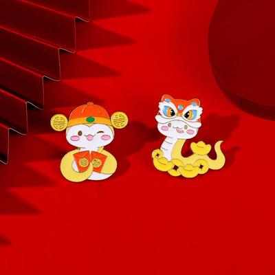 2025 Nieuwjaar van de Slang Broche Herdenkt het Geboortejaar, Geest Slang Xianrui Cartoon Badge Kinder Nieuwjaar Cadeau Accessoires