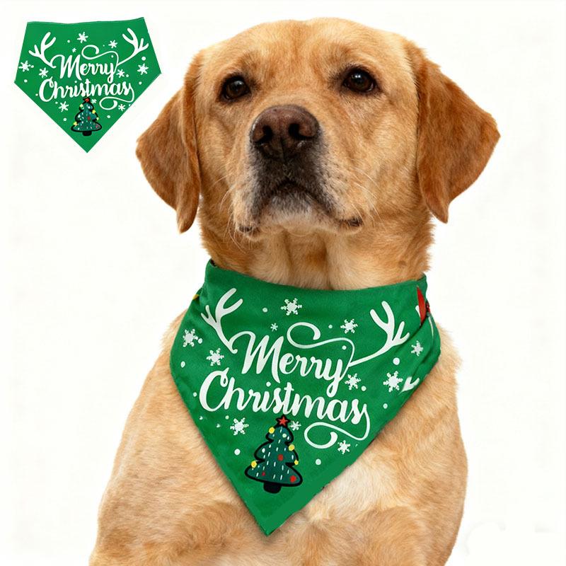 Pet Christmas triangle scarf, elk print dog saliva scarf, cat scarf pet jewelry