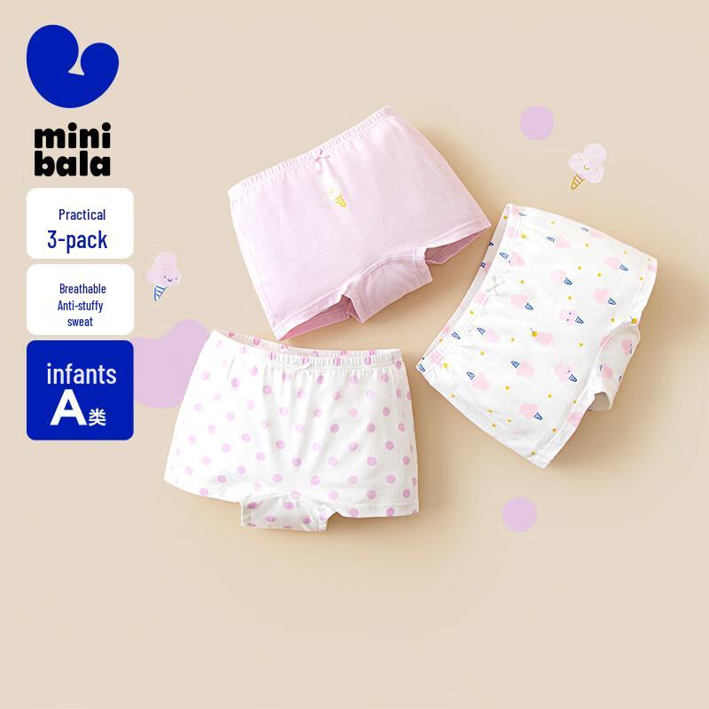 Mini Balabala Girls' Cotton Underwear 3-Pack