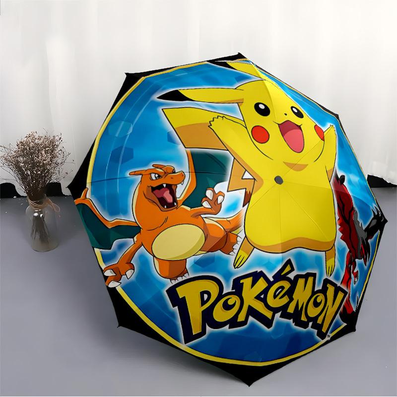 1pc Pokemon Pikachu Automatic Open/Close Umbrella   Compact Travel Umbrella, 8 Rib Heavy Duty, Perfect for Women & Men    A0923176