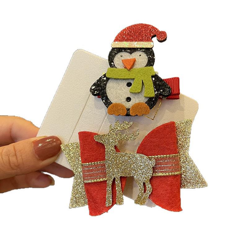 Girls' Cute Christmas Bow Hair Clips - Dress-up Side Clips and Bangs Accessories