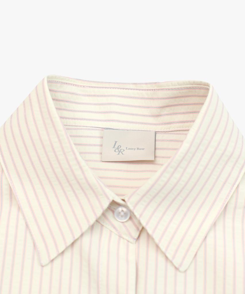 LOSSYROW Seersucker Stripe Shirts Pink