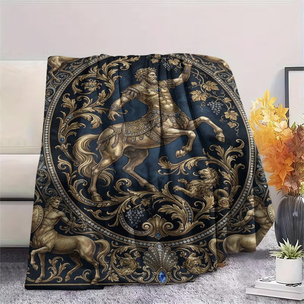 1Pc Centaur Print Flannel Blanket, High quality Comfortable for All Seasons, Home Decor, Warmth and Comfort, Perfect for Christmas Gifts W90