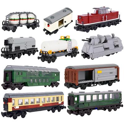 MOC City Creative Idea Train Rheingold Double-decker Transport Vehicle Carriage Building Block Bricks Kids DIY Technical Toys