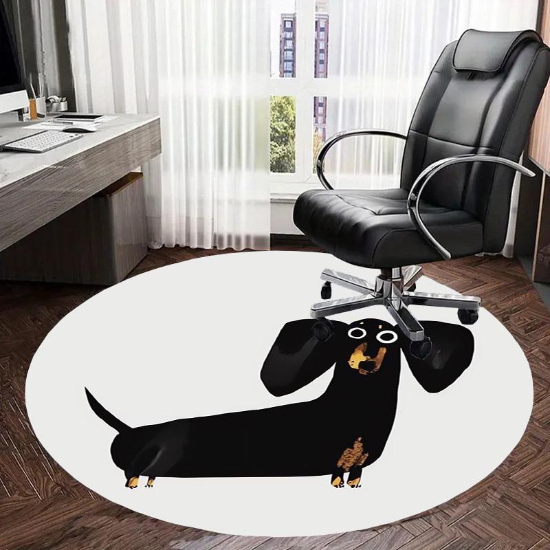 1pc Office Carpet Chair Mats Black Dachshund with Big Eyes Perfect for Decorating Office Chairs, Living Rooms, Or Bedrooms.YDT191
