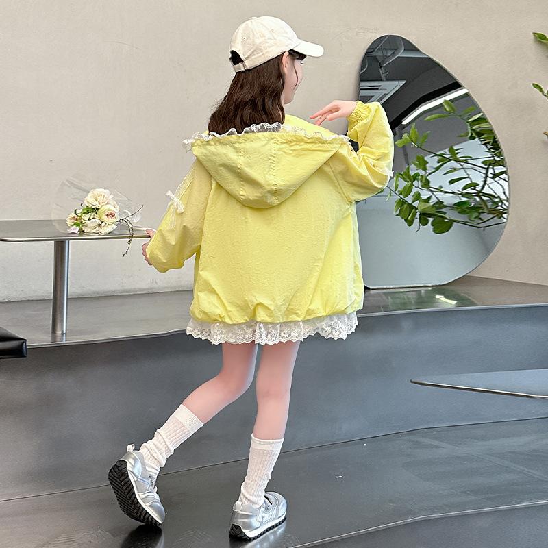 Girls Summer Thin Hooded Long Sleeve Sun Protection Jacket