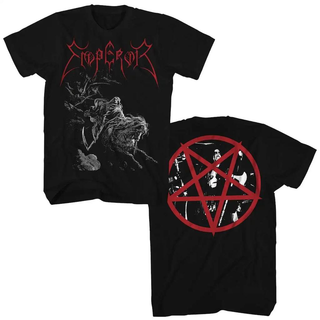 2026 Summer Emperor Vintage Black Metal Pentagram Print Tee Retro Death Rider Cotton Tshirt For Unisex Unisex Streetwear